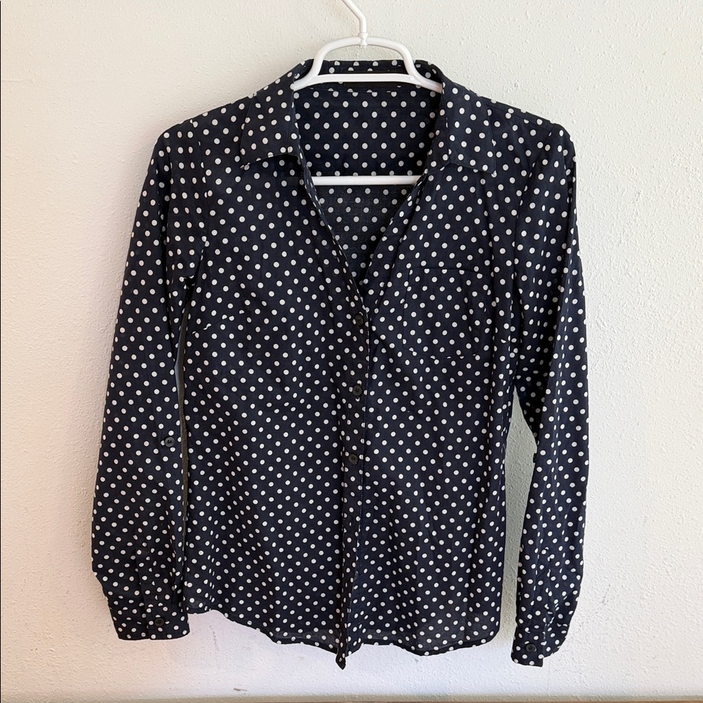 The Limited Navy and White Polka Dot Button-Down Shirt